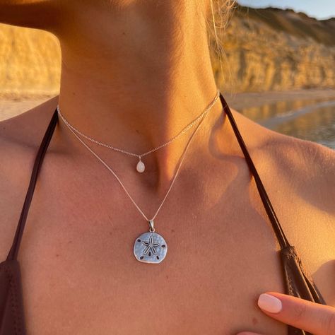 Dainty Amazonite Necklace – Midnight Moon Collective Beachy Jewelry Silver, Silver Beach Jewelry, Sand Dollar Necklace, Midnight Moon, Ocean Collection, Ocean Inspired Jewelry, Ocean Necklace, Amazonite Necklace, Sand Dollars