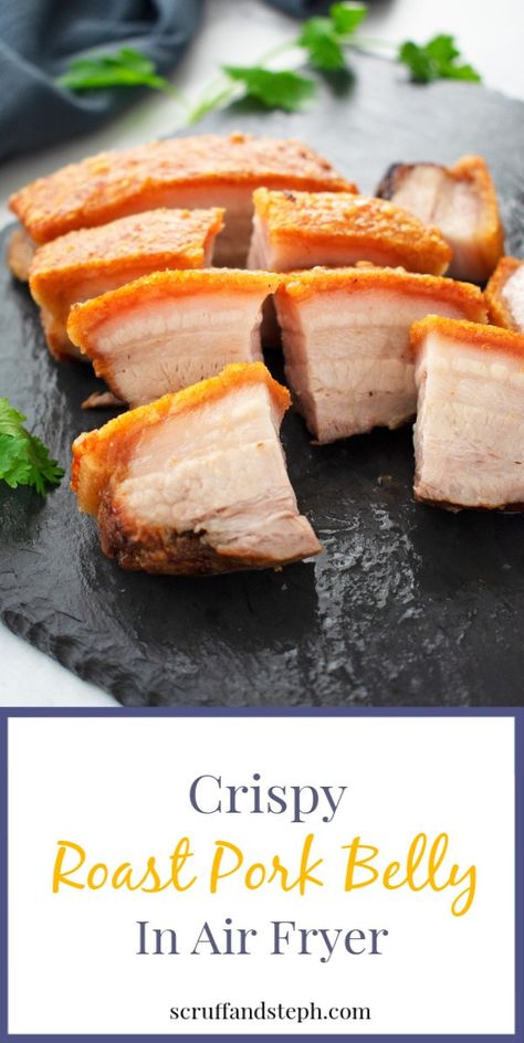 Air Fried Pork Belly Recipes, Air Fryer Belly Pork, Pork Belly In Air Fryer, Crispy Pork Belly Air Fryer, Air Fryer Pork Belly Recipes, Air Fry Pork Belly, Airfryer Pork Belly, Siu Yuk, Crispy Roast Pork