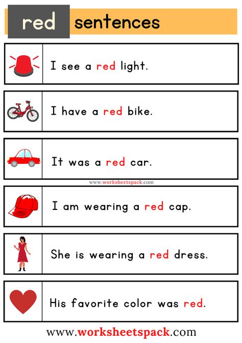 Sight Word Sentences Worksheets with Red Small Sentences For Kids, Reading Activities For Kids, Phonics Reading Activities, Sentence Formation, Sentences Kindergarten, Sentences Worksheet, Short Sentences, Cvc Words Kindergarten, Phonics Posters