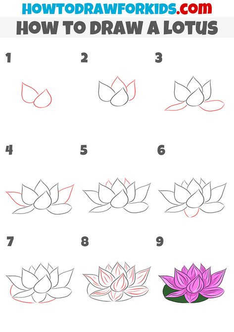 how to draw a lotus step by step How To Draw Lotus Step By Step, How To Draw Lotus Flower Step By Step, How To Draw Lotus, How To Draw A Lotus Flower, How To Draw Lotus Flower, Lotus Drawing Simple, Flower Tutorial Drawing, Lotus Doodle, Lotus Flower Tutorial