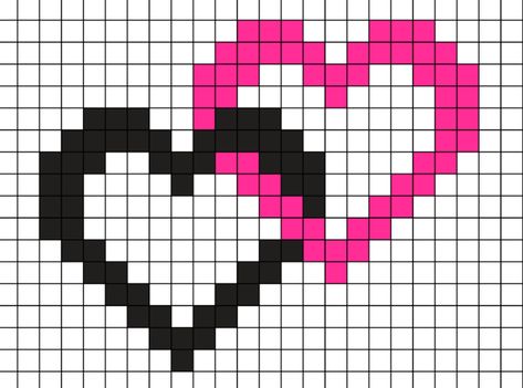 Heart Pixel Grid, Snake Pixel Art Grid, Easy Pixel Art Black And White, Girly Pixel Art, Goth Pixel Art Grid, Heart Pixel Pattern, Cross Perler Beads, Pixel Art Matching, Small Pixel Art Grid