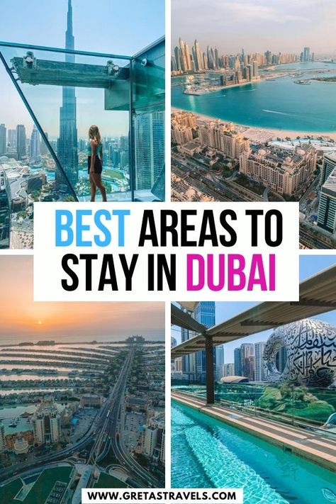 Looking for the best places to stay in Dubai? You just found them! In this guide I outlined all the best areas to stay in Dubai, explaining what type of traveller they're best suited for and including Dubai hotel suggestions for every budget. Discover where to stay in Dubai for the perfect trip! #dubai #unitedarabemirates #uae #dubaiwheretostay #besthotelsdubai #dubaibestareas Armani Hotel Dubai, Travel Dubai, Travel Girl, Dubai Hotel, Visit Dubai, Dubai Travel, Vacation Hotel, Beach Hotels, Arab Emirates