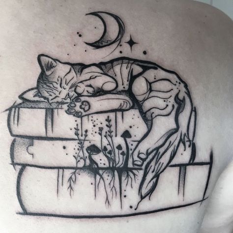 Book Tattoo Designs, Bookish Tattoos, Mushroom Tattoos, Tattoo People, Elbow Tattoos, Cat Tattoo Designs, Gothic Tattoo, Book Tattoo, Dream Tattoos