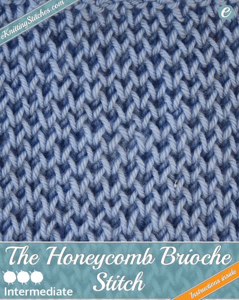 Honeycomb Brioche Stitch example & Title Slide for Honeycomb Brioche Knitting, Adult Blankets, Honeycomb Blanket, Brioche Knitting Patterns, Trinity Stitch, Easy Scarf Knitting Patterns, Knit Purl Stitches, Honeycomb Stitch, Brioche Knitting