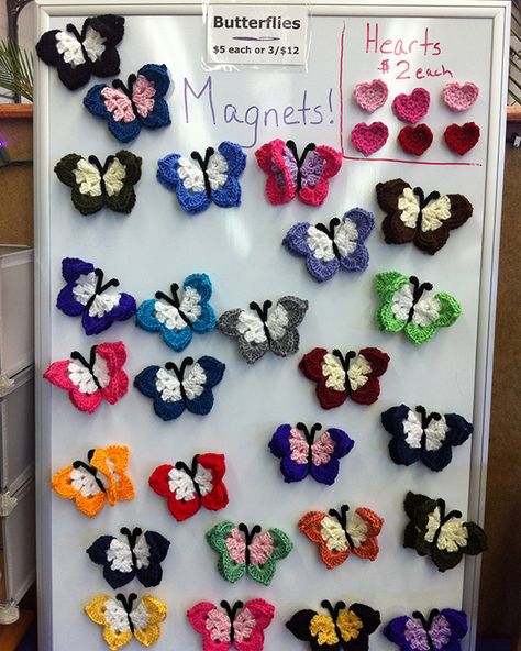 Crochet Magnets, Butterfly Crochet Crochet Butterfly Applique, Crochet Butterfly Free Pattern, Butterfly Project, Crochet Butterfly Pattern, Butterfly Applique, Applique Tutorial, Cozy Crochet Patterns, Crochet Lace Pattern, Crochet Butterfly