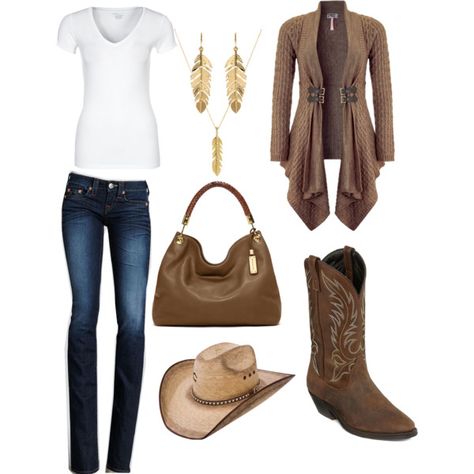 Cowgirl Chic Southern Clothes, Laredo Boots, Cowgirl Couture, Outfit Polyvore, Southern Outfits, Cardigan Outfit, Texas Girl, Leather Detailing, Texas Style