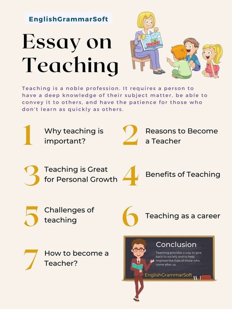 Essay on Teaching Profession & Its Benefits Simple Essay, Introduction Examples, Good Teacher, Teaching Profession, Teaching Career, Learn English Grammar, Teacher Help, Writing Help, The Next Generation