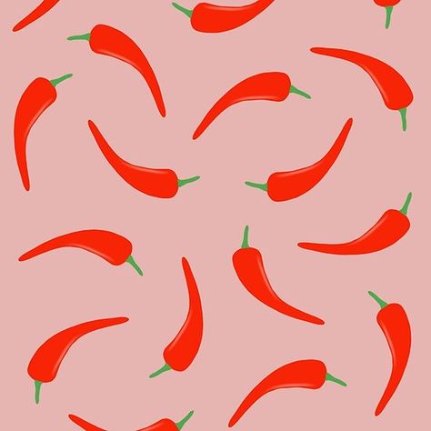 Red chili pepper pattern Chili Wallpaper, Chili Illustration, Pepper Wallpaper, Pepper Illustration, Fireplace Tv Wall Decor, Fireplace Tv Wall, Red Chili Peppers, Pottery Painting Designs, Keramik Design