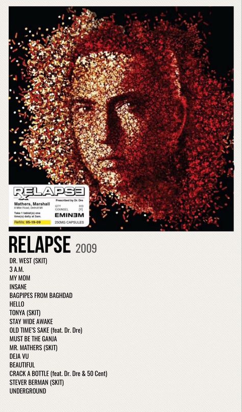 Album Posters Eminem, Eminem Album Poster, Relapse Eminem, Eminem Album Cover, Eminem Relapse, Poster Eminem, Album Prints, Eminem Albums, Eminem Poster