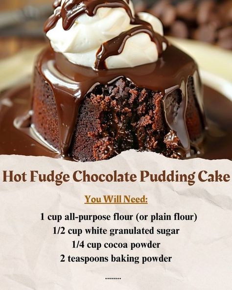 Grandma's Tasty recipes Easy Hot Fudge, Chocolate Pudding Cake Recipe, Pudding Cake Recipe, Fudge Chocolate, Chocolate Pudding Cake, Delicious Cookie Recipes, Pudding Cake, Best Cookie Recipes, Hot Fudge