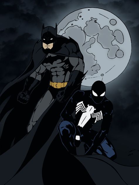 spider-man (black suit) vs | Batman and Black Suit Spider-Man by edCOM02 on DeviantArt Spider Man And Batman Wallpaper, Batman And Spiderman Wallpaper, Spider Batman, Gotham Fashion, Spider Man Batman, Spider Man And Batman, Black Suit Spiderman, Spider Man Black Suit, Spiderman And Batman