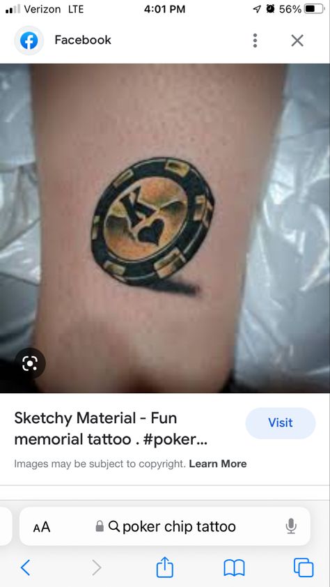 Poker Chip Tattoo, Chips Tattoo, Poker Chips Tattoo, Chip Tattoo, Music Sleeve, Poker Tattoo, Bingo Chips, Poker Chip, Memorial Tattoo