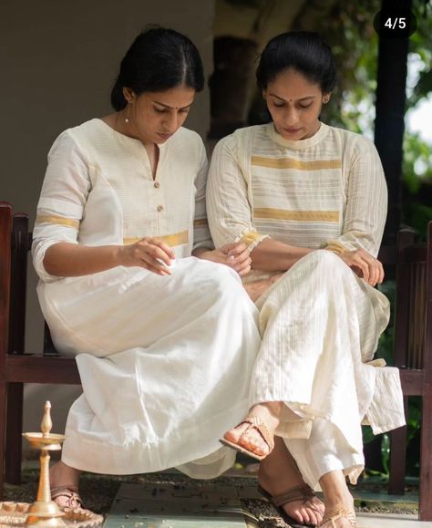 #onam collection #handloom Onam Salwar Designs, Onam Kurta, Onam Attire For Women, Onam Outfits Ideas College 2024, Onam Look For Women, Onam Designs, Onam Special Dress, Onam Dress Ideas, Onam Shoot