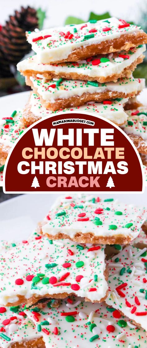 Cracker Candy Recipe, White Chocolate Christmas, Christmas Bark Recipes, Toffee Bark, Cracker Candy, Cracker Toffee, Easy Christmas Treats, Toffee Recipe, Candy Recipe