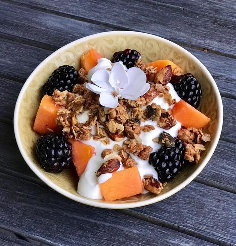 Jojo's Breakfast on Instagram: “Usually I use yoghurt as base for the bowl but today felt like reversing it ↕️ Base was 1/2 of a small papaya, some blackberries, topped…” Yoghurt And Granola, Papaya Breakfast, Papaya Bowl, Yogurt Bowls, Yoghurt Bowl, Tropical Girl, Yogurt Bowl, Fall Breakfast, Morning Food