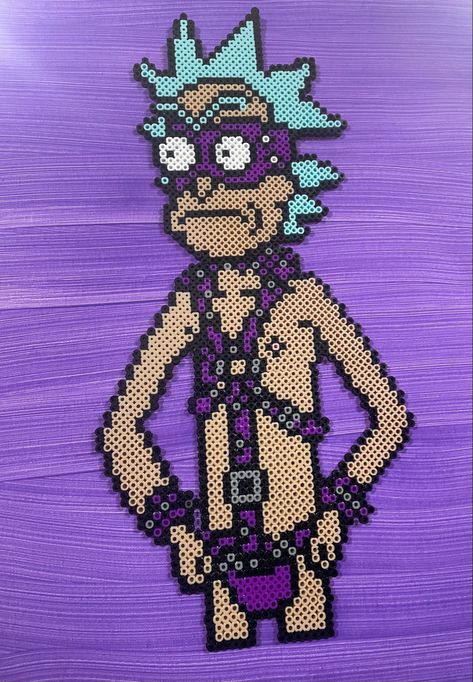 Perler Bead Patterns Rick And Morty, Mr Wobble Perler, Perler Beads Rick And Morty, Slander Perler, Sullivan King Perler, Funny Perler Beads, Trippy Perler Bead Patterns, Melt Beads Patterns, Modele Pixel Art