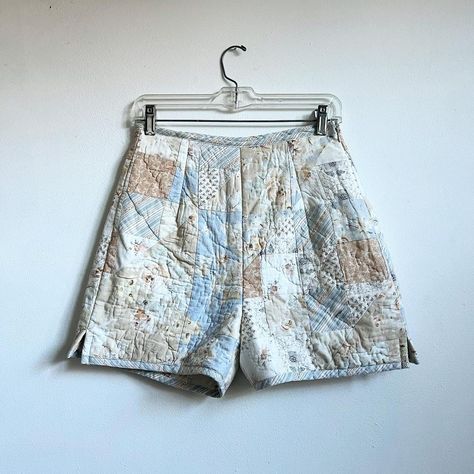 Handmade patchwork quilted shorts. Made from two old... - Depop Quilt Shorts, Quilted Shorts, Shorts Pattern Free, Craft Clothes, Country Quilt, Patchwork Shorts, Country Quilts, Diy Quilt, Summer Projects