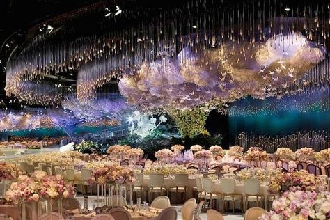 Ethereal Wedding Venues : wedding reception design Wedding Ceiling, Lebanese Wedding, Wedding Ceremony Ideas, Wedding Reception Design, Extravagant Wedding, Wedding Planning Decor, Dubai Wedding, Ethereal Wedding, Weddings By Color