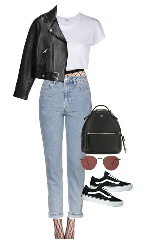 "Sem título #1414" by oh-its-anna ❤ liked on Polyvore featuring Topshop, RE/DONE, Fendi, Ray-Ban, Vans and Acne Studios Outfits Con Vans, Outfit Vans, Rockstar Style, Casual Weekend Outfit, Plus Style, Back To School Fashion, Fits Inspo, Fantasy Closet, Work Style