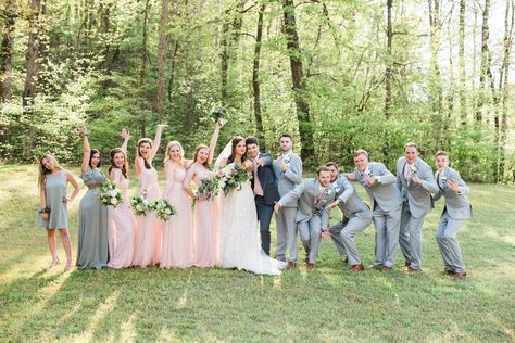 light gray suits with pink ties and white and green boutonnieres Wedding Colors April, Wedding Colors Gray, Trendy Wedding Colors, Wedding Suits Men Grey, Sage Green Wedding Colors, Green Wedding Suit, Pink Green Wedding, Bright Wedding Colors, Groomsmen Grey