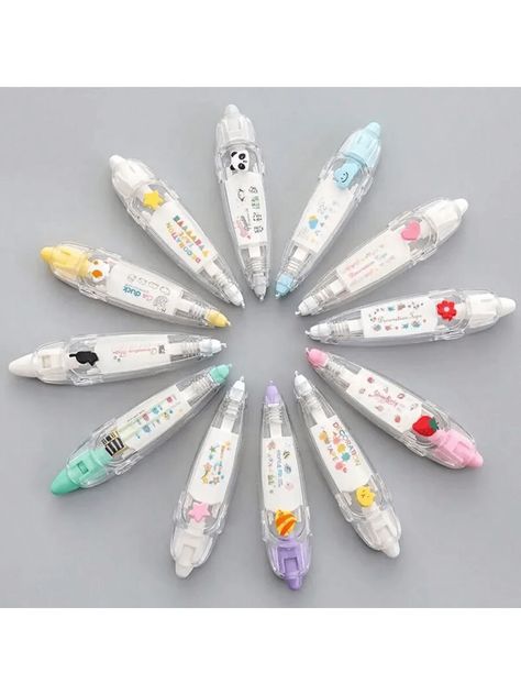 1pc (Random Color) Creative Lace Correction Tape With Cute Pattern, Press-Type Decorative Tape For DIY Scrapbooking, Diary, Photo Album Multicolor    ABS     Kids Educational Toys, size features are:Bust: ,Length: ,Sleeve Length: