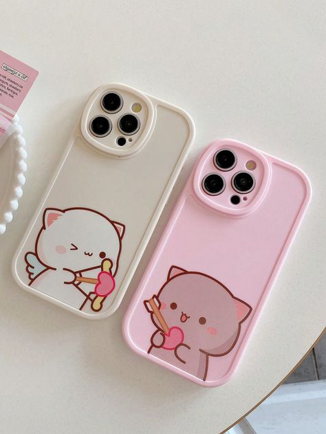 2pcs Cute Cat Design Phone Cases, Pink And White Phone Cases, Couple Cases, Best Friend Cases, Camera Protection Design, Compatible With Samsung Galaxy Models A54 5G/A34 5G/A32 5G/S21FE/A53 5G/S23Ultra/A12/S22/A23/A14/A21S/A33/S20FE/S21 5G/A32 4G/S21 Ultra/S24 PLUS/S24/S24 Ultra/A13 4G/S22 Ultra/A52/A52S 5G/S23 And IPhone Models IPhone11/IPhone12/IPhone13/IPhone14/IPhone15/IPhone15 Pro Max Multicolor    TPU Animal Ordinary Mobile Phone Case   Cases, size features are:Bust: ,Length: ,Sleeve Length: Best Friend Cases, Matching Phone Cases, Cute Cat Design, White Phone Case, Breast Tape Lift, Cat Design, Iphone Models, Things To Buy, Mobile Phone Cases