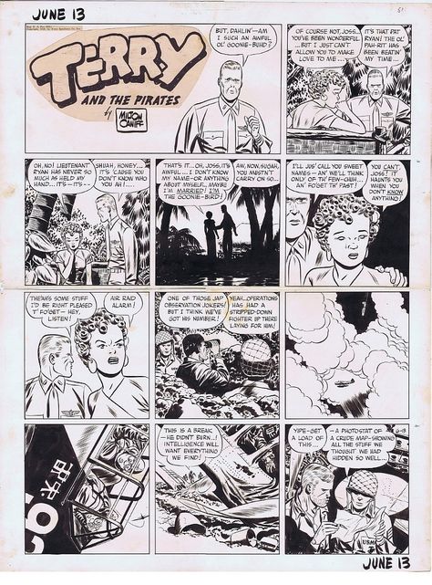 American Nostalgia, Milton Caniff, Sunday Comics, Sunday Funnies, Cartoon Artist, Art Study, The Pirates, Pinterest Ideas, Fantasy Comics