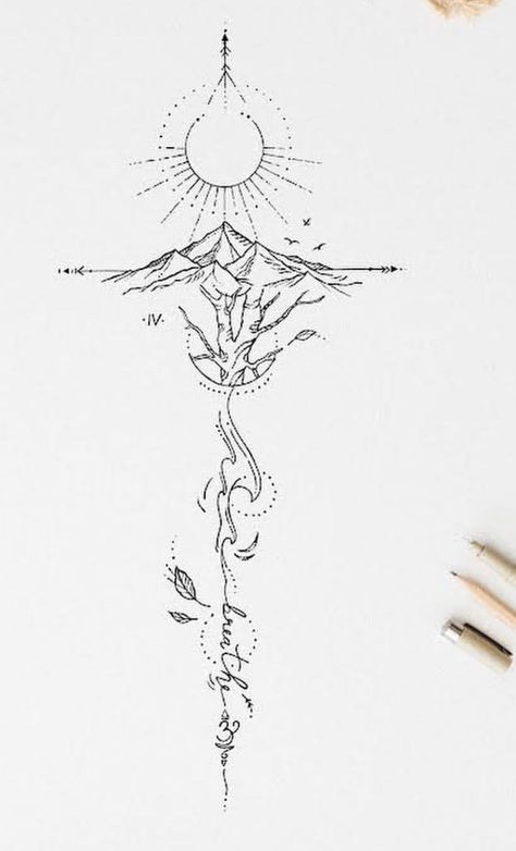 Rustic Spine Tattoos For Women, Nature Spine Tattoos For Women, Nature Spine Tattoo, Yoga Tattoos For Women, Yoga Skin, Rib Tattoos For Women, Small Chest Tattoos, Cool Wrist Tattoos, Boho Tattoos