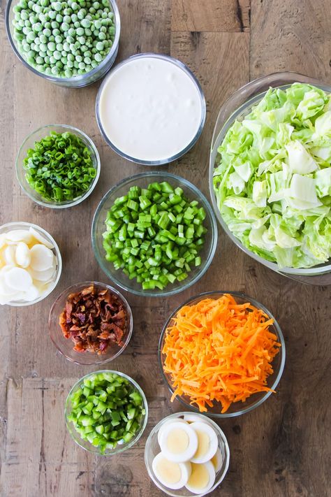 7 Layer Spinach Salad, Layered Lettuce Salad With Peas, 7 Layer Salad Dressing Mayo And Sugar, Water Chestnut Salad, Sour Cream Salad, Layered Salad With Peas, Overnight Salad, Green Pea Salad, 7 Layer Salad