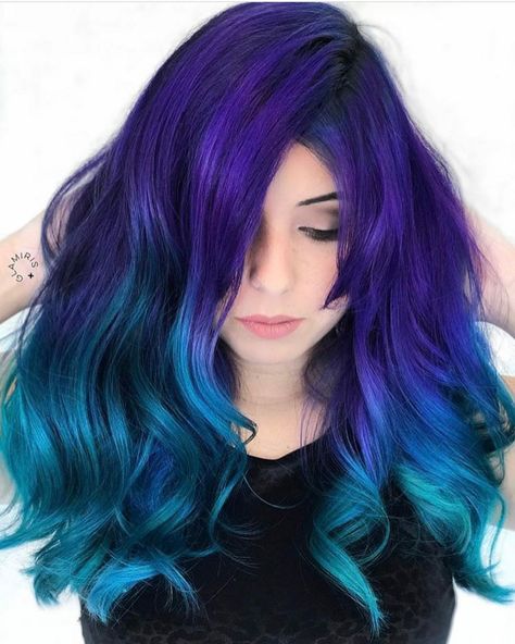 Turquoise Hair Ombre, Blue And Purple Hair, Hair Men Style, Mermaid Hair Color, Blue Ombre Hair, Galaxy Hair, Aqua Hair, Teal Hair, Turquoise Hair