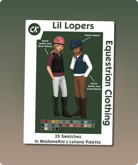 Sims 4 Clothing CC: L  8217 il Lopers Equestrian Clothing   8211  Part Two Sims 4 Equestrian Cc, Sims Accessories, Equestrian Clothes, Mod Jacket, Horse Riding Outfit, Sims 4 Cc Download, Sims 4 Children, Model Nails, Toddler Tops