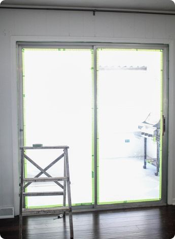 How to paint sliding glass doors - a quick and easy solution to ugly aluminum doors Sliding Glass Door Makeover, Painting Metal Doors, Aluminum Doors, Slide Door, Sliding Glass Doors, Aluminium Doors, Sliding Glass Door, Glass Doors, How To Paint