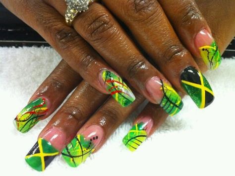 .. Nails Jamaica, Jamaica Nails, Rasta Nails, Stylish Nail Art, Fab Nails, Popular Nail Art, Vacation Nails, Popular Nails, Flowers Bloom