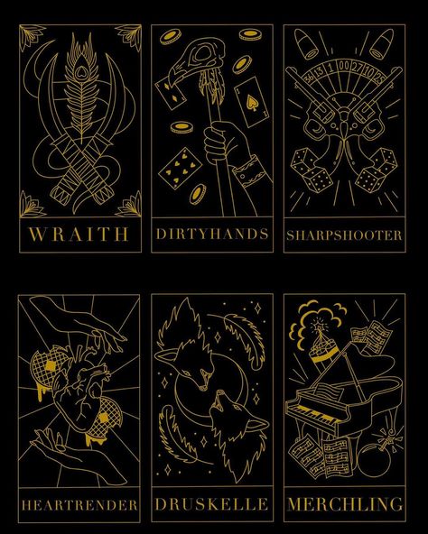 Shadow And Bone Tarot Cards, Six Of Crows Playing Cards, Six Of Crows Tarot Cards, Six Of Crows Book Aesthetic, Six Of Crows Cards, Crows Wallpaper, Caw Caw, Crow Books, Grisha Verse