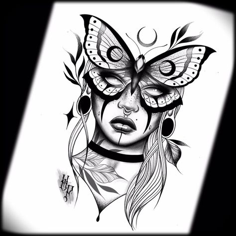 Butterfly Face Tattoo, Practice Tattoos, Zwilling Tattoo, Face Tattoos For Women, Throat Tattoo, Girl Face Tattoo, Neck Tattoos Women, Butterfly Face, Sketch Tattoo Design