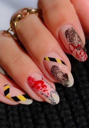 Halloween Nail Ideas, Horror Nails, Holloween Nails, Get Ready For Halloween, Punk Nails, Sassy Nails, Anime Nails, Simple Gel Nails, Studded Nails