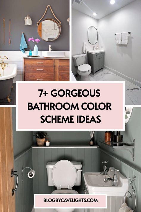 7 bathroom color scheme ideas Washroom Paint Ideas, Color Schemes For Bathrooms, 2025 Bathroom Colors, Powder Room Color Scheme Ideas, Bathroom Color Scheme Inspiration, Bathroom Color Ideas For Small Bathrooms, Bathroom Cabinet Paint Colors, Color Schemes For Small Bathrooms, Master Bath Color Scheme