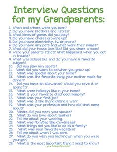 Grandparent Interview Questions | Do your children know the life stories of their grandparents? Let this printable and post encourage you to ask [the House of Hendrix} Family History Projects, Family History Book, Trendy Family, Personal History, Family Genealogy, History Projects, Ideas Family, Grandparents Day, Interview Questions