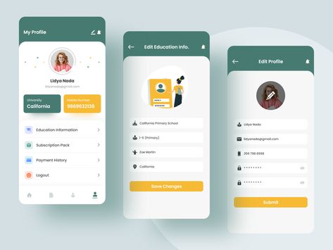 Here's the #profile screens of an #online #education #app. Hope you like this. Quran App, Application Ui Design, Profile App, Ux Design Process, Medical App, Ui Ux App, Mobile App Design Inspiration, Education Information, Mobile Ui Design