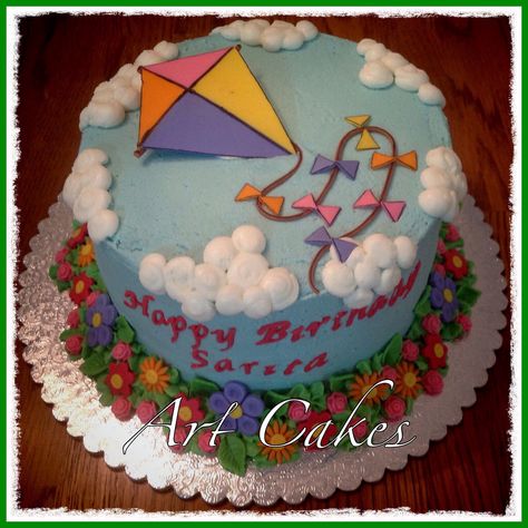 Kite Birthday Cake Kite Cake, 2nd Birthday Cake Girl, Kite Birthday Party, Birthday Cake Girl, Kite Party, 2nd Birthday Cake, Birthday Cake Cake, Kite Designs, Cake Girl