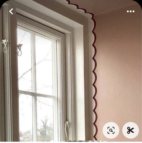 Scalloped Painted Ceiling, Painted Molding, Deco Boheme, Wallpaper Border, Big Girl Rooms, Scalloped Trim, Ikea Hacks, Eclectic Home, Interior Inspo