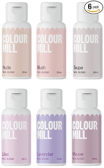 Colour Mill Bridal Oil-Based Food Coloring, 20 Milliliters Each of 6 Colors: Blush, Lavender, Lilac, Mauve, Nude and Taupe 4.08 Fl Oz 120 milliliters Oil Based Food Coloring, New Zealand Food, Lilac Roses, Botanical Collection, Sage Color, Botanical Oils, Sugar Art, Base Foods, Gourmet Food