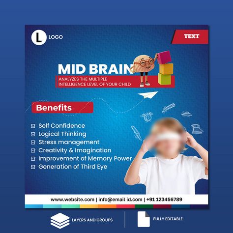 Mid Brain, Multiple Intelligence, Facebook Post Design, Brochure Design Layout, Mind Power, Presentation Video, Powerpoint Word, Logical Thinking, Social Media Facebook