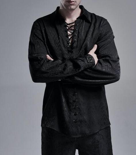 Snake Lace Shirt – Ghoulish Girls Goth Male, Goblincore Fashion, Men Aesthetic Outfits, Aesthetic Male Outfits, Korean Street Fashion Men, Poet Shirt, Androgynous Outfits, Goth Guys, Goth Witch