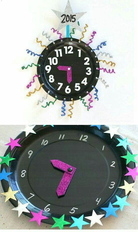 Diy New Years Eve Party, Diy New Years Eve Decorations, Diy Kids Party Decorations, New Years Eve Party Ideas Decorations, New Year's Eve Crafts, Kids New Years Eve, New Year's Eve Activities, New Year Diy, Clock Craft