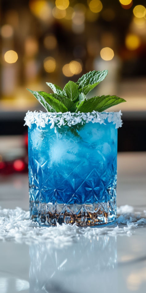 Blue Winter Wonderland Recipe Drinks To Make With Blue Curacao, Teal Cocktail Drink, Tropical Christmas Drinks, Blue Glitter Cocktail, Blue Tequila Drinks, Blue Vodka Cocktails, Blue Shark Drink, Blue Drinks Alcohol, Blue Cocktail Drinks