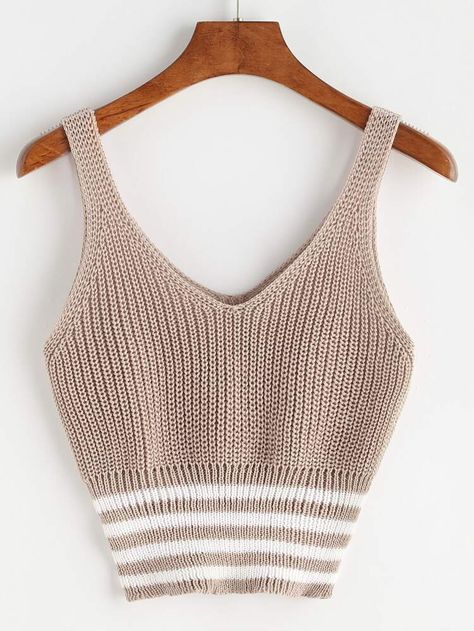 Knitted Top Outfit, Crochet Tank Tops, Striped Tops, Summer Knit Tops, Baby Knitting Patterns Free, Crochet Summer Tops, Trendy Fashion Tops, Crochet Halter Tops, Women Tank Tops