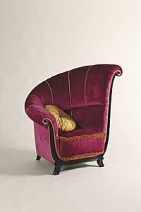 Art Deco Chair.  These usually come in pairs.  Coco Chanel had a right and left in Pink in her dressing room.  I am constantly searching for these! Art Nouveau Interior, Art Deco Chair, Deco Chairs, Interior Vintage, Red Chair, Versace Home, Hus Inspiration, Deco Furniture, Funky Furniture