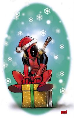 #Deadpool #Fan #Art. (Deadpool Christmas Card From) Paco Medina. (THE * 5 * STÅR * ÅWARD * OF: * AW YEAH, IT'S MAJOR ÅWESOMENESS!!!™)[THANK Ü 4 PINNING<·><]<©>ÅÅÅ+(OB4E) Deadpool Christmas, Art Christmas Cards, Christmas Eve Night, Deadpool Fan Art, Superhero Christmas, Christmas Lights In Bedroom, Christmas Lights Wallpaper, Lights Wallpaper, Christmas Tree Wallpaper