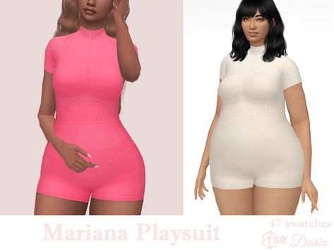 The Sims Resource - Mariana Playsuit Sims 4 Cc Sportswear, Sims 4 Jumpsuit, Sims 4 Sims, Sims 4 Cas Mods, Cc Sims4, Sims Clothes, Dress With Gloves, Skull Dress, Sims 4 Gameplay